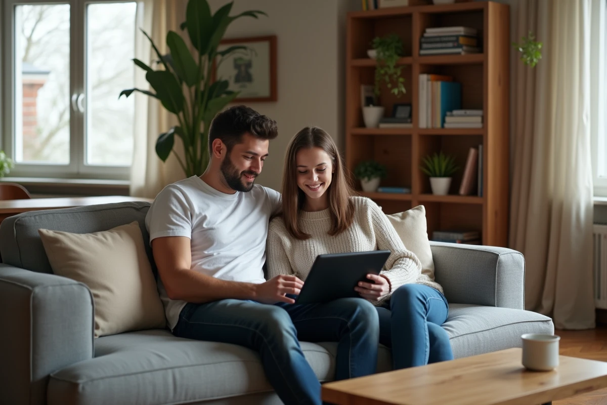 Deux jeunes adultes consultant un classement des sites web les plus populaires en 2025 sur une tablette